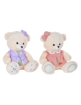 Oso de Peluche DKD Home Decor Vestido 42 x 20 x 50 cm Beige Rosa Lila Infantil Oso (2 Unidades)