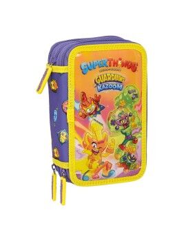 Plumier Triple SuperThings Guardians of Kazoom Morado Amarillo (36 Piezas)