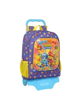 Mochila Escolar com Rodas SuperThings Guardians of Kazoom Roxo Amarelo (32 x 42 x 14 cm)