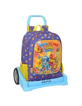 Mochila Escolar com Rodas SuperThings Guardians of Kazoom Roxo Amarelo (32 x 42 x 14 cm)