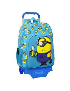 Mochila Escolar com Rodas Minions Minionstatic Azul (33 x 42 x 14 cm)