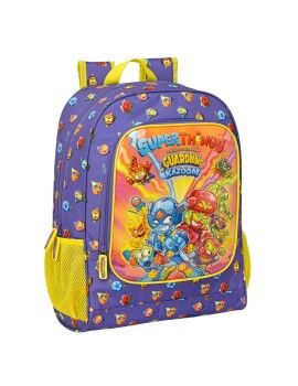 Mochila Escolar SuperThings Guardians of Kazoom Amarelo Roxo 32 x 42 x 14 cm