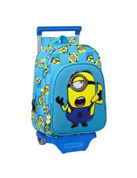 Mochila Escolar com Rodas Minions Minionstatic Azul (26 x 34 x 11 cm)