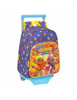 Mochila Escolar com Rodas SuperThings Guardians of Kazoom Roxo Amarelo (27 x 33 x 10 cm)