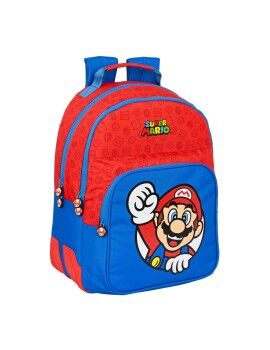 Mochila Escolar Super Mario Azul Rojo 32 x 42 x 15 cm