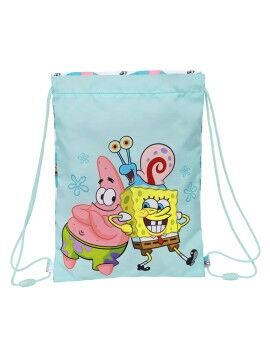 Bolsa Mochila con Cuerdas Spongebob Stay positive Azul Blanco 26 x 34 x 1 cm