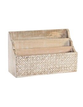 Organizador Multiusos DKD Home Decor Blanco Natural Madera de mango 32 x 13 x 21 cm 33 x 12 x 21...