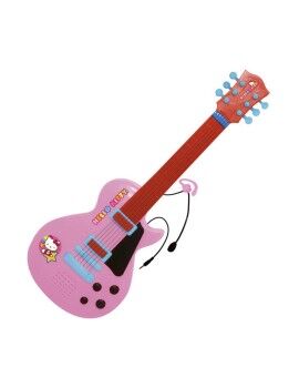 Guitarra Infantil Hello Kitty Eletrónica Microfone Cor de Rosa