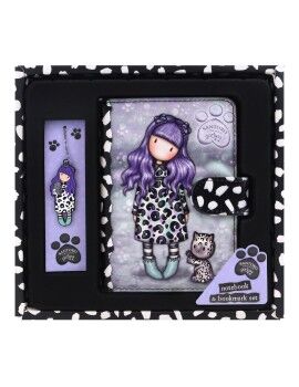 Set de Papelaria Gorjuss Smitten kitten Roxo Preto Branco