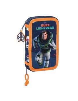 Plumier Doble Buzz Lightyear Azul marino (28 piezas)