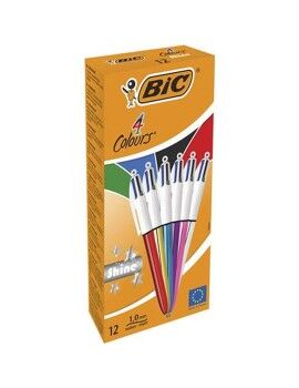 Conjunto de Canetas Bic Shine Silver Branco Multicolor (12 Peças)