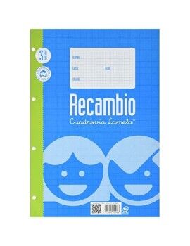 Recambio Lamela 10 Unidades Hojas de cuadrícula Azul Blanco 100 Hojas