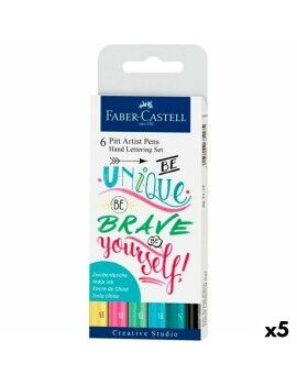 Conjunto de Canetas de Feltro Faber-Castell Pitt Artist Caligrafia Estojo Pastel (5 Unidades)