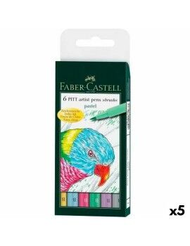 Conjunto de Canetas de Feltro Faber-Castell Pitt Artist Estojo Pastel (5 Unidades)