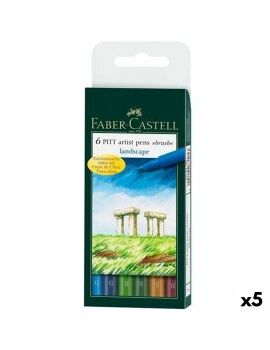 Conjunto de Canetas de Feltro Faber-Castell Pitt Artist Landscape Estojo (5 Unidades)