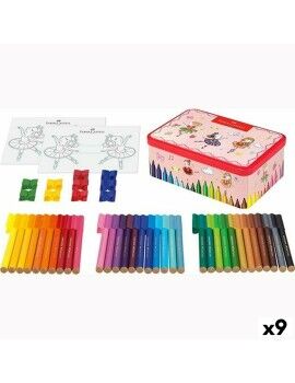 Conjunto de Canetas de Feltro Faber-Castell Connector Caixa de Metal Bailarina Multicolor (9...