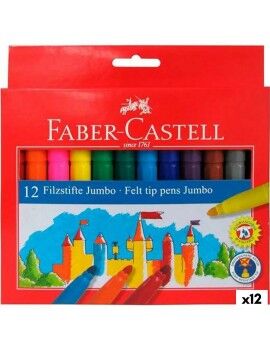 Conjunto de Canetas de Feltro Faber-Castell Jumbo Estojo Multicolor (12 Unidades)