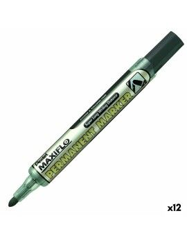 Rotulador permanente Pentel Maxiflo NLF50 Preto (12 Unidades)