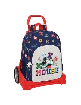 Mochila Escolar com Rodas Mickey Mouse Clubhouse Only one Azul Marinho (33 x 42 x 14 cm)