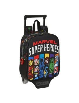 Mochila Escolar con Ruedas The Avengers Super heroes Negro (22 x 27 x 10 cm)