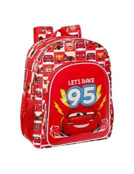 Mochila Escolar Cars Let's race Rojo Blanco (32 x 38 x 12 cm)