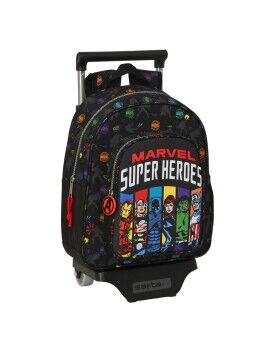 Mochila Escolar com Rodas The Avengers Super heroes Preto (27 x 33 x 10 cm)