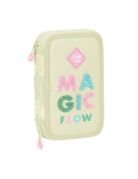 Estojo Escolar com Acessórios Glow Lab Magic flow Bege 12.5 x 19.5 x 4 cm (28 Peças)