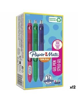 Bolígrafo de gel Paper Mate Inkjoy TK12 Verde Morado Rosa 0,7 mm (12 Unidades)