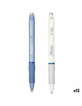 Bolígrafo de gel Sharpie S-Gel Blanco Azul 0,7 mm (12 Unidades)