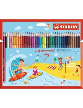 Lápiz de Cor Aquarela Stabilo Aquacolor Multicolor 36 Peças