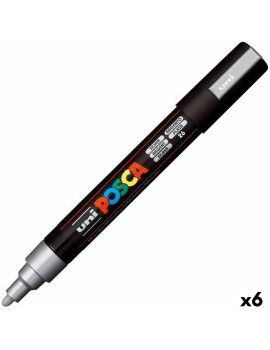 Rotuladores POSCA PC-5M Plateado (6 Unidades)