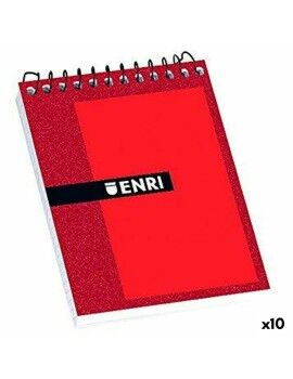 Bloco de Notas ENRI Vermelho 1/8 80 Folhas 4 mm (10 Unidades)