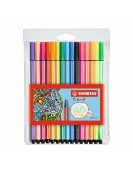 Conjunto de Canetas de Feltro Stabilo Pen 68 Standard + Neon 15 Peças Multicolor