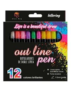 Conjunto de Canetas de Feltro Alex Bog Outliner Multicolor 12 Peças Pastel