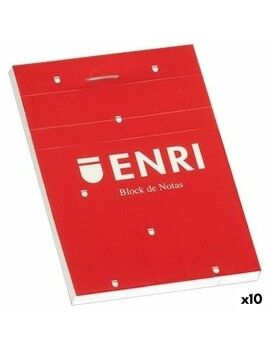 Bloc de Notas ENRI Rojo A6 80 Hojas 4 mm (10 Unidades)