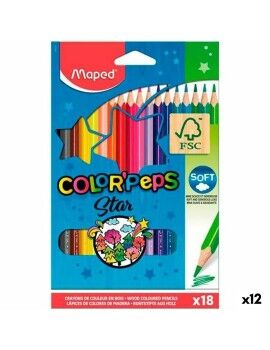 Lápices de colores Maped Color' Peps Star Multicolor 18 Piezas (12 Unidades)