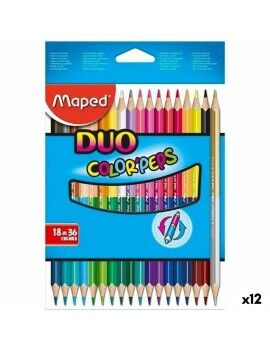 Lápis de cores Maped Duo Color' Peps	 Multicolor 18 Peças Ponta dupla (12 Unidades)