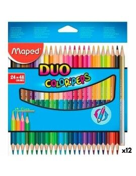 Lápis de cores Maped Duo Color' Peps	 Multicolor 24 Peças Ponta dupla (12 Unidades)