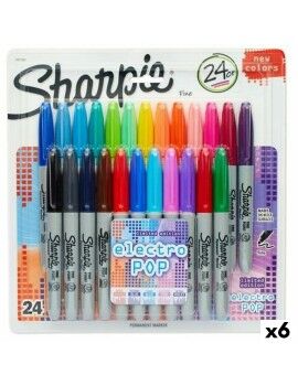 Conjunto de Canetas de Feltro Sharpie Electro Pop Multicolor 24 Peças 1 mm (6 Unidades)