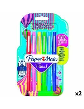 Set de Rotuladores Paper Mate Flair Multicolor 6 Piezas (2 Unidades)