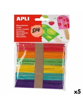 Material para Manualidades Apli Multicolor Madera 114 x 10 mm Palo de helado (5 Unidades) (50...