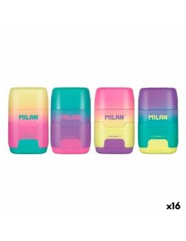 Set de Goma de Borrar y Sacapuntas Milan Compact Sunset Multicolor (16 Unidades)