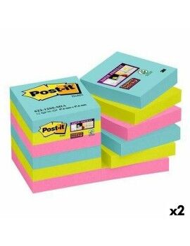 Set de Notas Adhesivas Post-it Super Sticky Multicolor 12 Piezas 47,6 x 47,6 mm (2 Unidades)