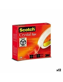 Cinta Adhesiva Scotch Crystal Transparente 19 mm x 66 m (12 Unidades)