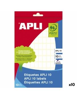 Etiquetas adesivas Apli Branco 10 Folhas 8 x 12 mm (10 Unidades)