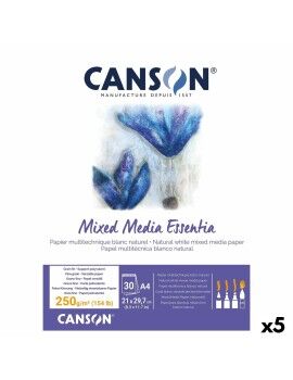 Bloc de dibujo Canson Mixed Media Essentia Blanco Blanco Natural A4 30 Hojas (5 Unidades)