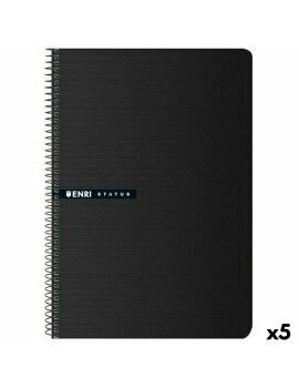 Caderno ENRI Status 100 Folhas A4 Preto (5 Unidades)