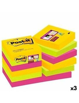 Conjunto de Notas Adesivas Post-it Super Sticky Multicolor 47,6 x 47,6 mm (3 Unidades)