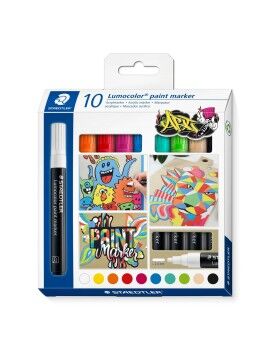 Conjunto de Canetas de Feltro Staedtler Lumocolor 349 10 Peças Multicolor