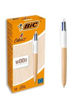 Caneta Bic Wood Effect Multicolor 0,32 mm (12 Peças)